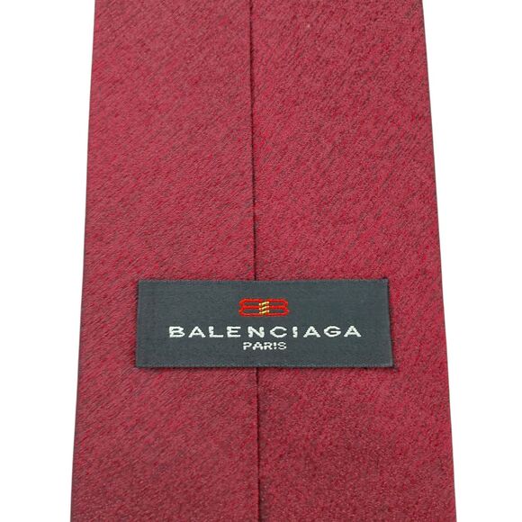 Balenciaga Paris Tie Mens Burgundy 100% Silk Narrow Luxury Designer Office Work - Picture 8 of 11
